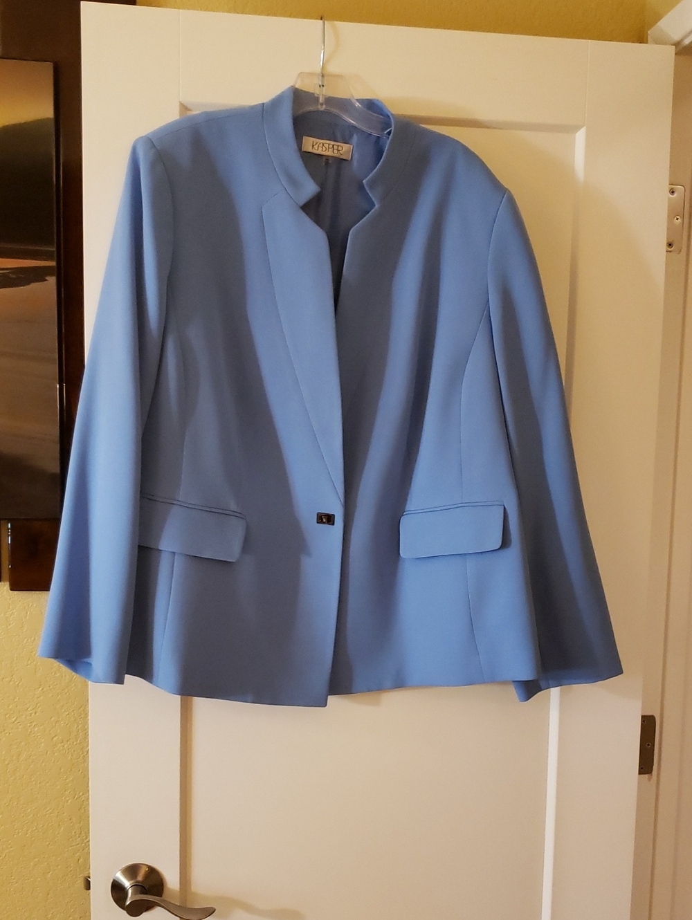 Kasper Women's Sky Blue Collarless Blazer